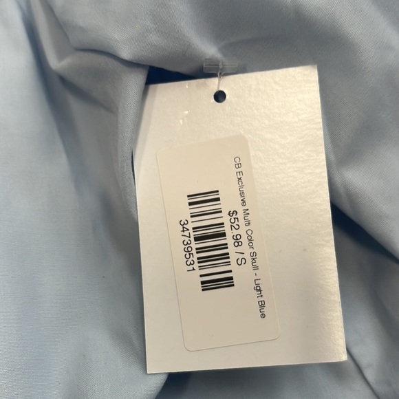 NWT Cherish Woman’s Multi Color Skull Light Blue Button Down Size S - Picture 3 of 7